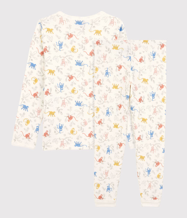 Kinderpyjama aus Bio-Baumwolle weiss/vielfarbig