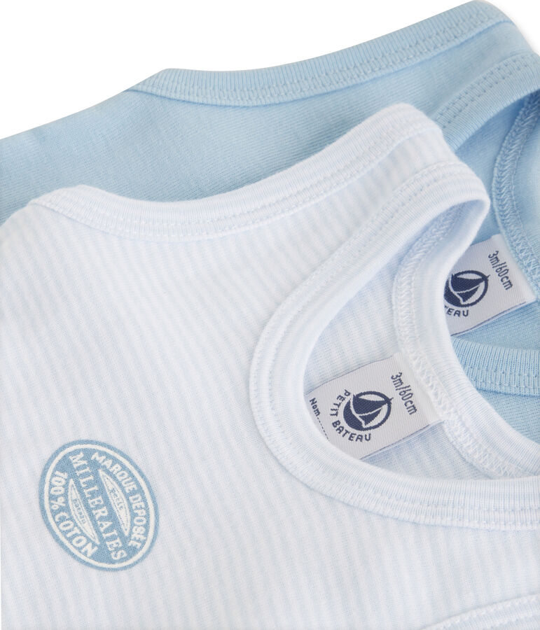 2-er Pack Baby-Bodys f&uuml;r Jungen, &auml;rmellos, uni/geringelt lot .