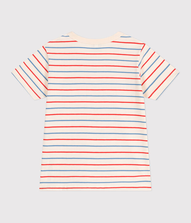 Kurz&auml;rmeliges Kinder-T-Shirt aus Baumwolle mit Streifen und Herz naturfarben/vielfarbig