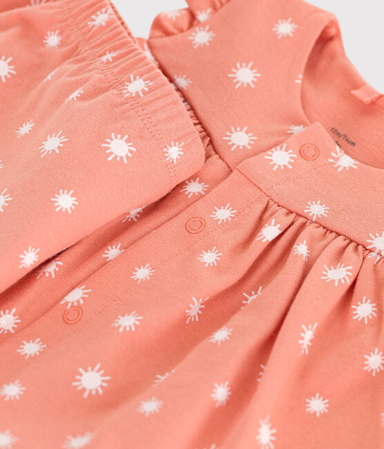 2-teiliges Newborn-Set aus Baumwolle mit Sonnenmuster orange ABRICOT/ MARSHMALLOW