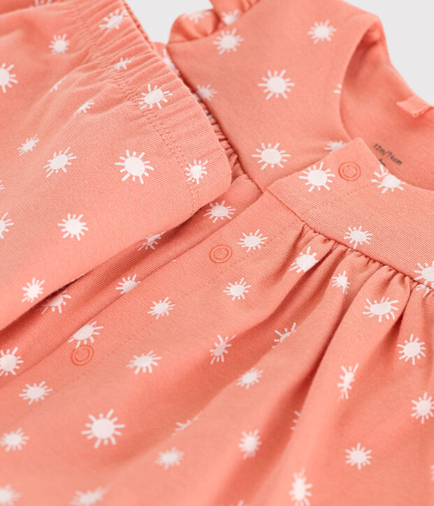 2-teiliges Newborn-Set aus Baumwolle mit Sonnenmuster orange/weiss