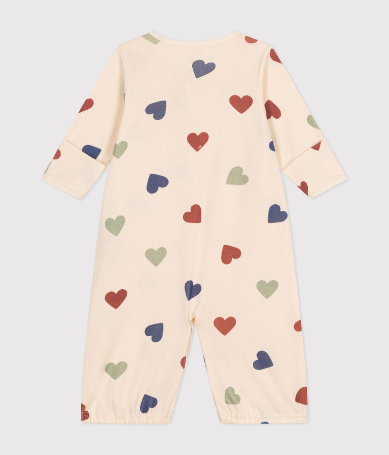 Baby-Kombi-Overall aus Baumwolle mit Herzmotiv naturfarben/vielfarbig