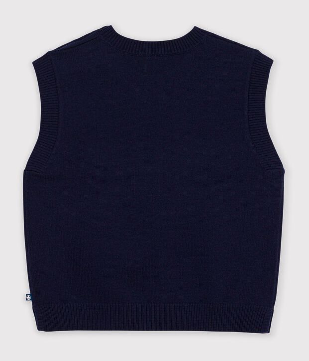 &Auml;rmelloser Damen-Pullover aus einfarbiger Wolle und Baumwolle SMOKING