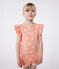 Kurzärmeliges Kinder-T-Shirt aus bedruckter Baumwolle orange ABRICOT/ MARSHMALLOW