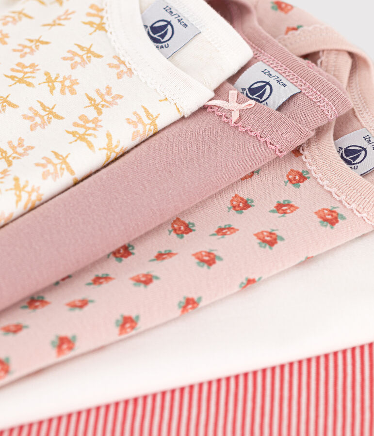 5er-Set lang&auml;rmelige Baby-Bodys aus Baumwolle mit Blumenmotiv vielfarbig
