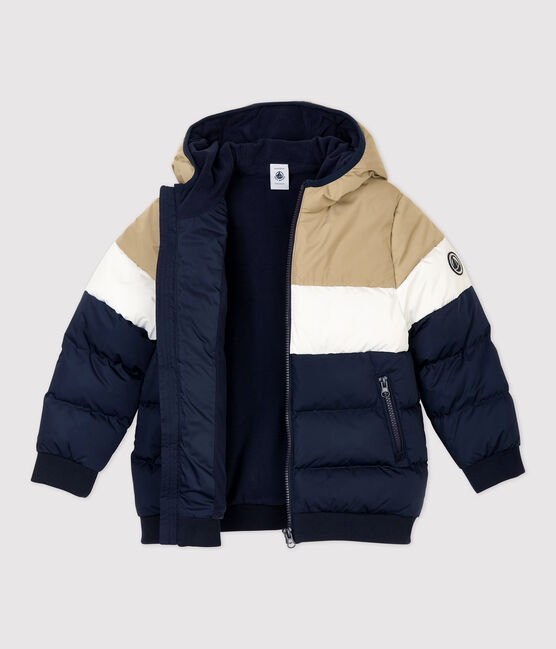 Gefütterte Kinder-Winterjacke für Jungen blau SMOKING/weiss MULTICO