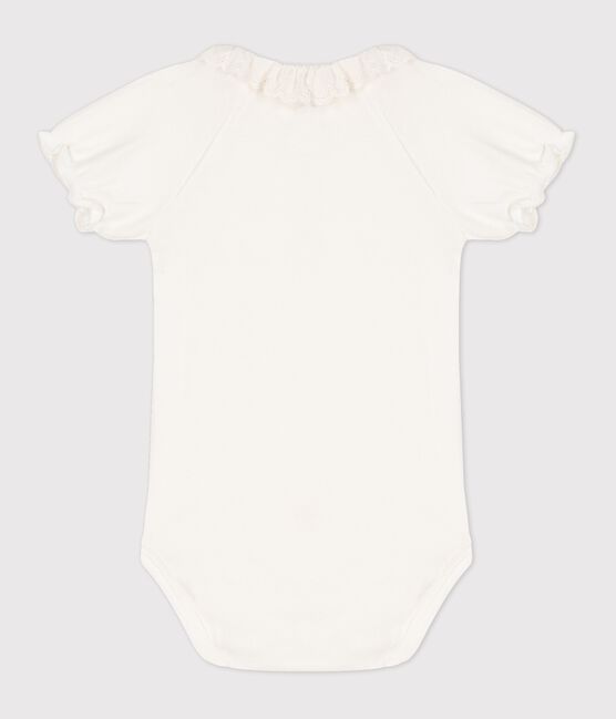 Baby-Body aus Bio-Baumwolle mit Kragen für Mädchen weiss MARSHMALLOW