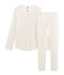 Rippstrick-Pyjama für Mädchen weiss MARSHMALLOW/weiss MULTICO