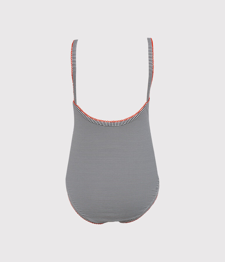 Kinder-Badeanzug f&uuml;r M&auml;dchen blau ABYSSE/weiss LAIT