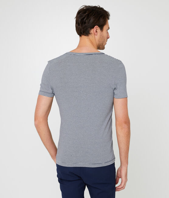 Kurzärmeliges t-shirt rundhalsausschnitt herren blau SMOKING/weiss MARSHMALLOW