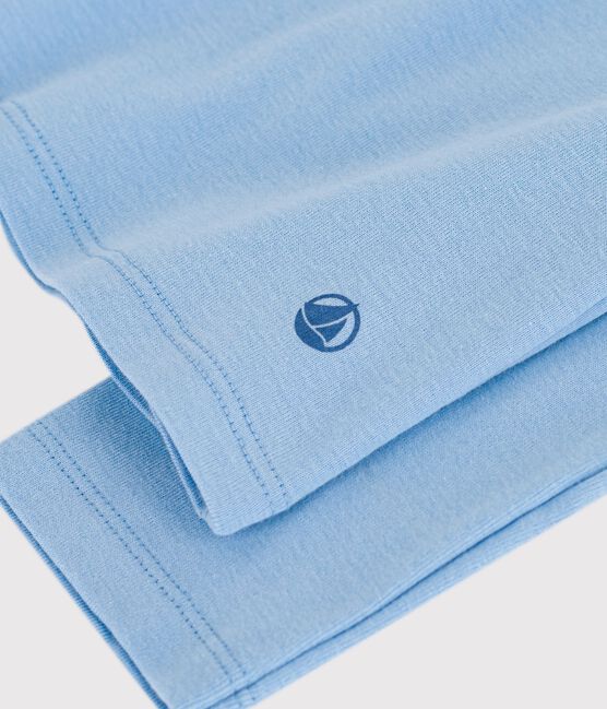 Langärmeliges Damen-T-Shirt aus einfarbiger Baumwolle blau FLO