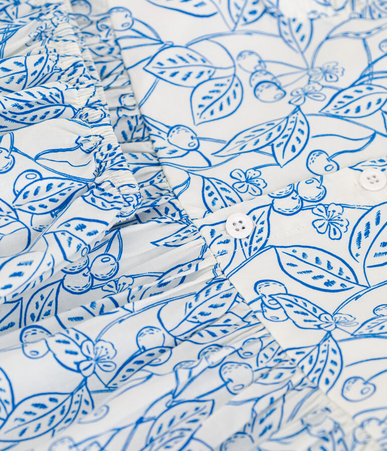 Baby-Kleid und Bloomer aus Baumwolle mit blauem Kirschmuster blau MARSHMALLOW/ PORCELANA