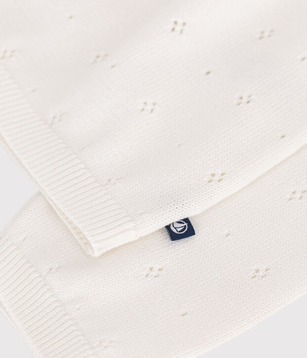 Kinder-Strickjacke aus Baumwolle mit Zierstrick weiss