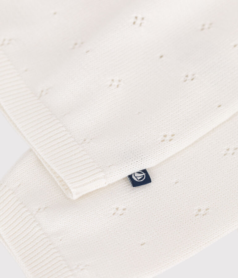 Kinder-Strickjacke aus Baumwolle mit Zierstrick weiss