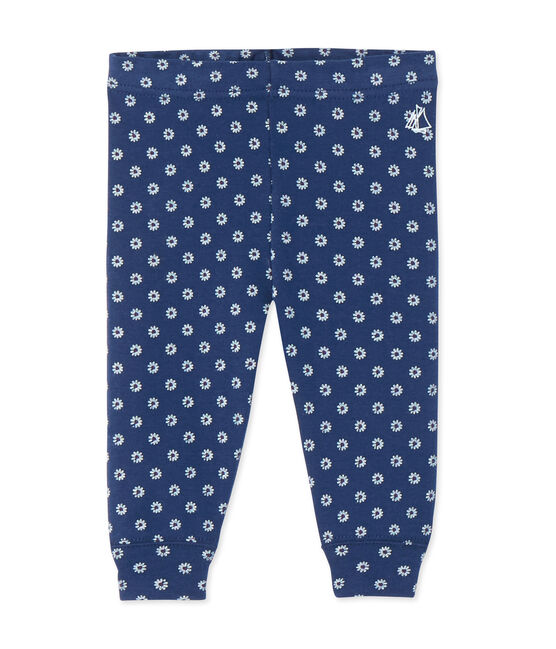 Bedruckte Baby-Mädchen-Leggings blau MEDIEVAL/weiss MULTICO