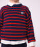 Kinder-Pullover aus Wolle und Baumwolle mit Streifen blau/rot
