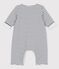 Gestreifter Baby-Langoverall aus Bio-Baumwolle weiss MARSHMALLOW/blau SMOKING