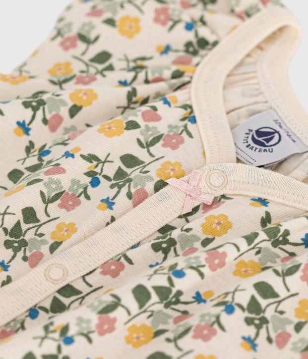 Kurzer Baby-Overall aus Baumwolle mit Blumenmotiv naturfarben/vielfarbig