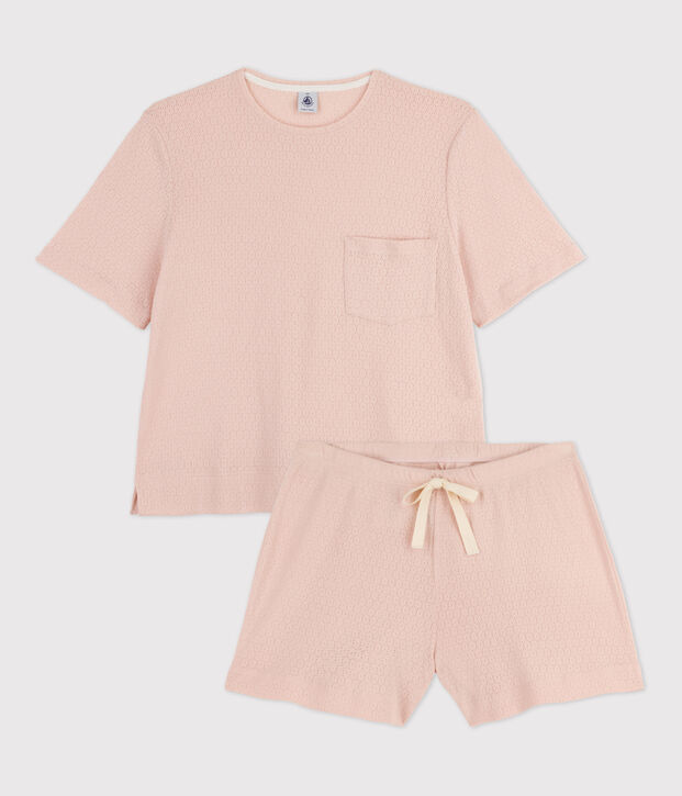 Kurzpyjama aus Baumwolle f&uuml;r Damen rosa
