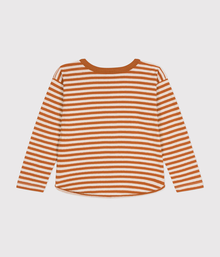 Lang&auml;rmeliges Kinder-T-Shirt aus Doppeljersey braun/naturfarben