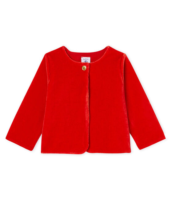 Baby-Samtstrick-Cardigan für Mädchen rot TERKUIT