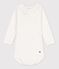 Langärmeliger Baby-Body aus Baumwolle mit Rüschenkragen weiss MARSHMALLOW