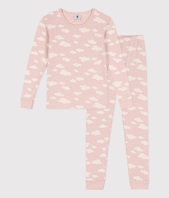 Kinderpyjama aus Baumwolle in eng geschnittener Passform für Mädchen SALINE/ MARSHMALLOW