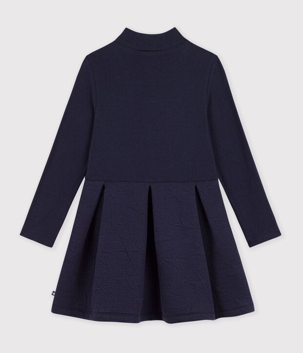 Lang&auml;rmeliges Kinder-Kleid aus einfarbiger Baumwolle SMOKING