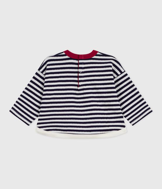 Langärmeliges Baby-T-Shirt aus Baumwolle mit Streifen blau SOIR/ MILK
