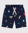 Bedruckte Kinder-Badeshorts aus recyceltem Material für Jungen blau MEDIEVAL/weiss MULTICO