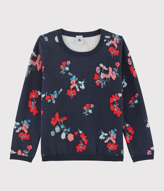 Kinderpullover aus Baumwolle für Mädchen blau SMOKING/weiss MULTICO