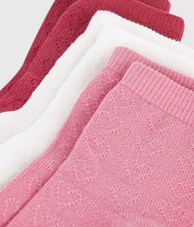 3er-Set Baby-Socken aus Baumwolle mit Herz-Lochstickerei vielfarbig
