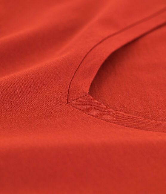 Damen-T-Shirt LE DROIT mit V Ausschnitt aus Baumwolle rot HARISSA