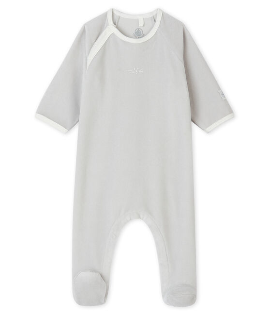 Baby-Strampler aus Velours für Mädchen grau MILLET