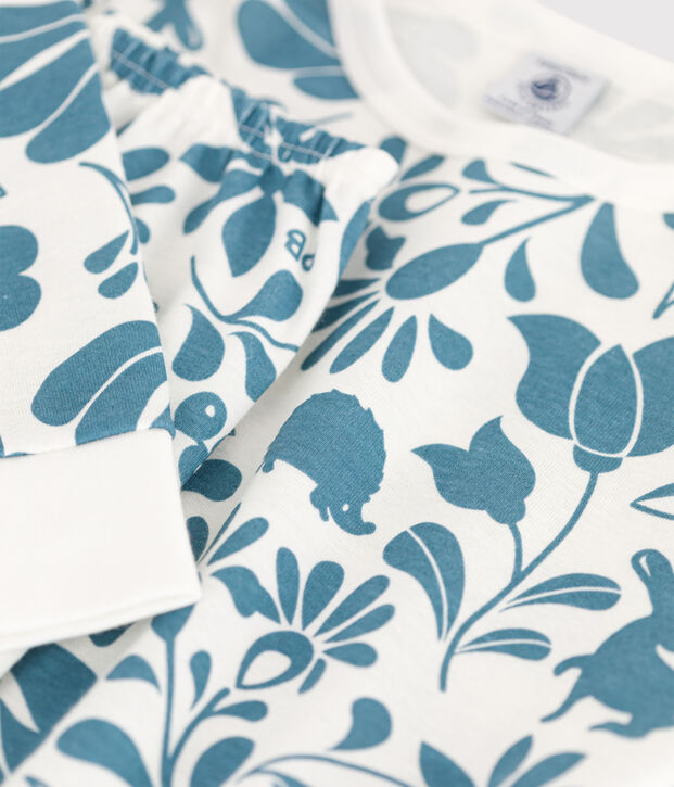 Kinderpyjama aus Baumwolle weiss/blau