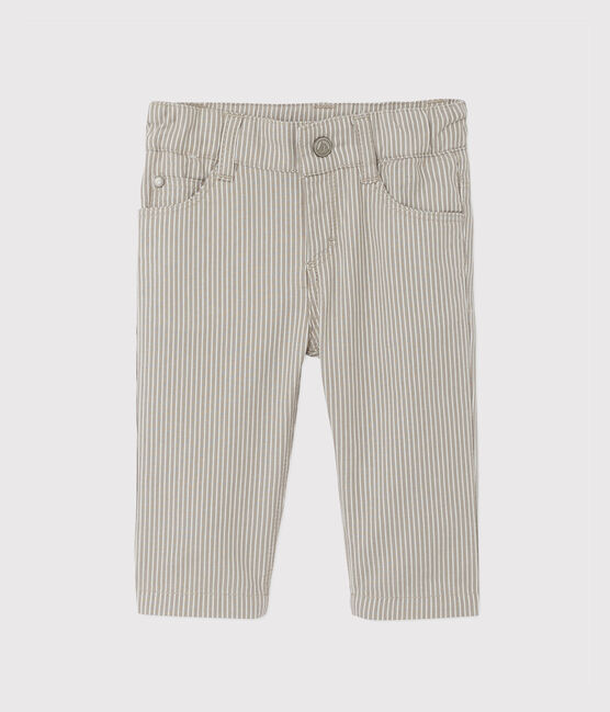 Gestreifte Baby-Jungen-Hose grau MINERAI/weiss LAIT