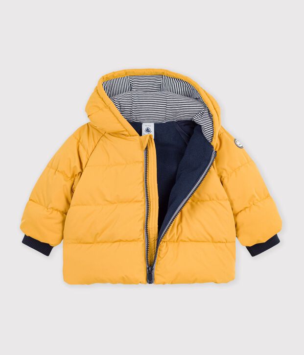 Baby-Winterjacke aus einfarbigem Polyester gelb