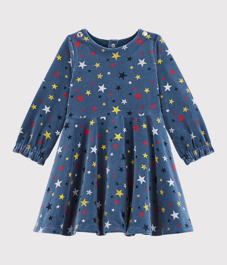 Lang&auml;rmeliges Baby-Kleid f&uuml;r M&auml;dchen blau/vielfarbig