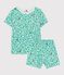 Kinder-Kurzpyjama aus Baumwolle mit Pflanzen-Print für Jungen weiss MARSHMALLOW/weiss MULTICO