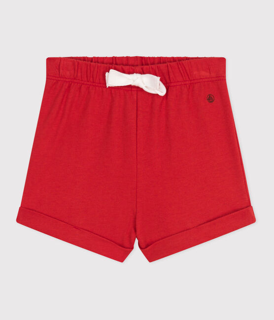 Baby-Shorts aus einfarbiger Baumwolle rot AURORA