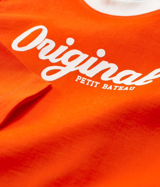 Langärmeliges Kinder-T-Shirt aus Baumwolle für Jungen orange CAROTTE