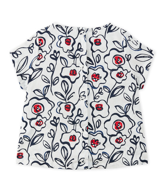 Baby-Mädchen-Bluse aus Popeline weiss MARSHMALLOW/weiss MULTICO