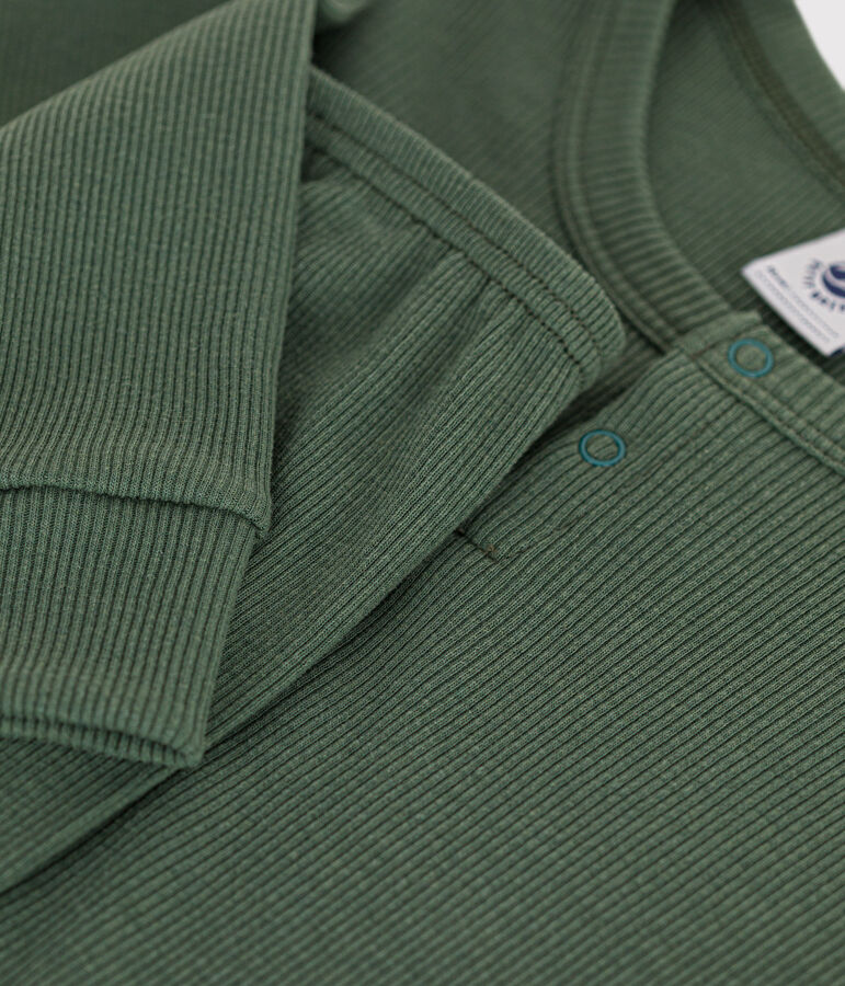 Einfarbiger Pyjama aus Baumwolle und Lyocell f&uuml;r kleine M&auml;dchen und Jungen gr&uuml;n