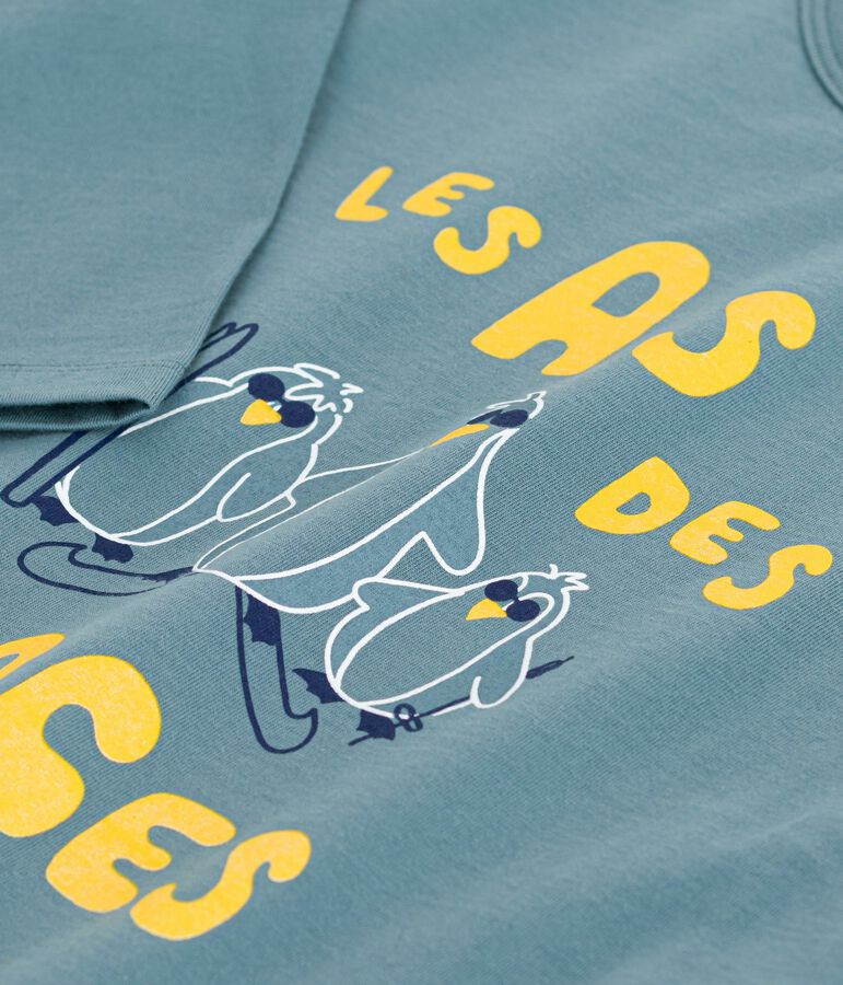 Lang&auml;rmeliges Kinder-T-Shirt aus bedruckter Baumwolle blau