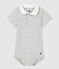 Kurzärmeliger Baby-Body aus Bio-Baumwolle mit Polokragen grau BELUGA CHINE