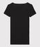 Damen-T-Shirt, leichter Rippstrick schwarz NOIR