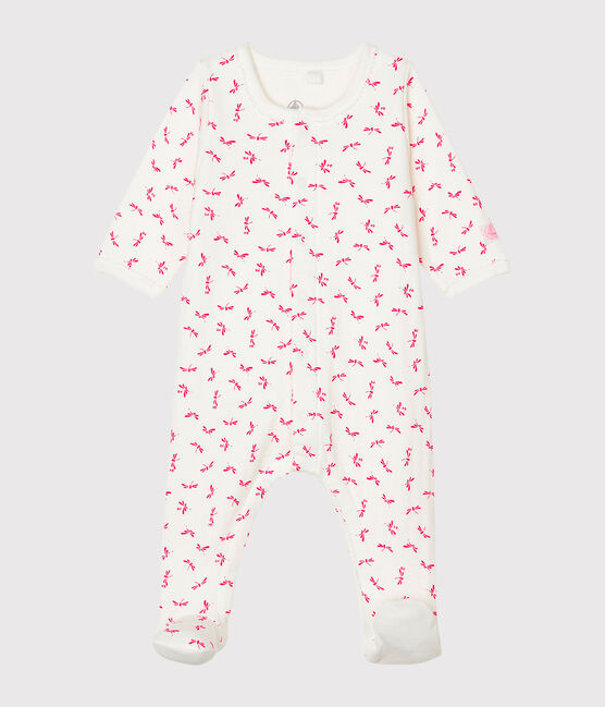 Baby-Bodyjama aus Doppeljersey für Mädchen weiss MARSHMALLOW/rosa GROSEILLER