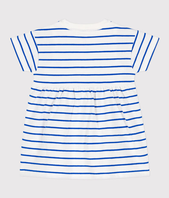 Babykleid aus Molton mit integriertem Body weiss MARSHMALLOW/blau PERSE