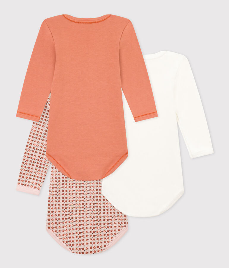 3er-Set lang&auml;rmelige Baby-Bodys aus Baumwolle mit Blumenmotiv vielfarbig