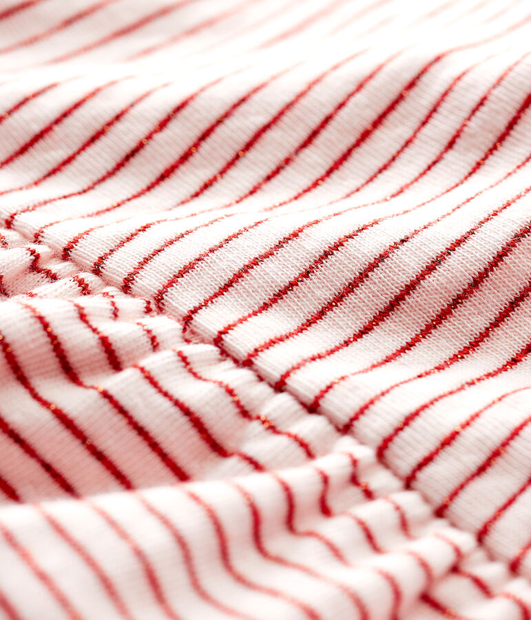 Kurz&auml;rmelige Baby-Bluse aus gestreiftem, gedoppeltem Jersey f&uuml;r M&auml;dchen rosa FLEUR/rosa COPPER